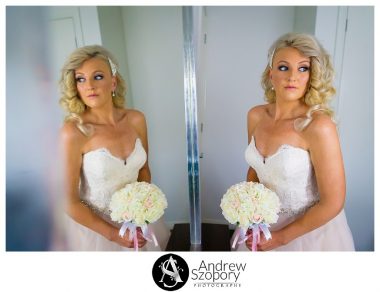 formal window lit portraits of bride reflection of her in a mirror